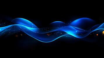 A mesmerizing dance of light, where azure ribbons intertwine with ethereal stardust against an endless canvas of night. Modern abstraction. photo