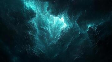 A captivating view of a luminous, ethereal nebula, swirling with dark and bright blue energies in the depths of space. Dreamy and mesmerizing. photo
