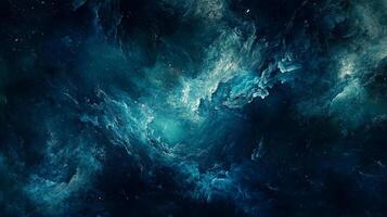 Abstract cosmic space scene with glowing clouds. Reminiscent of a nebula or underwater vortex. Surreal and captivating artwork. photo