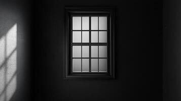 A window in a dark room lets light stream in. This image is designed to bring a sense of peace. It is a study in light and dark. photo