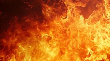 A mesmerizing dance of flames, orange and red, consuming everything in its path with fiery intensity. Power and danger in every flicker. photo