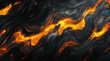 Abstract background featuring dynamic waves of fiery orange contrasts against dark charcoal, creating a visually stunning and intense artwork. photo