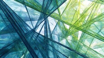 Abstract art featuring intersecting lines with a blend of blue and green hues, creating a dynamic, textured visual experience. photo