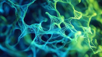 Abstract organic shapes in blues and greens intertwine, creating a mesmerizing, flowing network suggesting growth and connectivity. photo