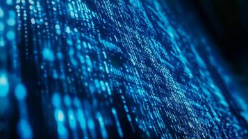 Abstract representation of digital information or data processing. A digital matrix of zeros and ones forming complex blue patterns. photo