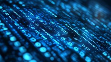 A vibrant blue matrix of digital data streams across the screen, symbolizing the complexity and flow of information in the digital age. photo