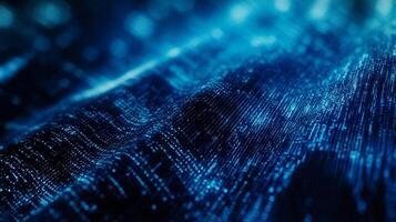 Captivating abstract design featuring illuminated blue data streams. Represents technological advancement. Striking visual. Modern aesthetic. photo
