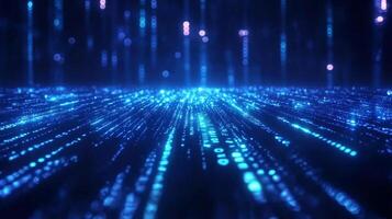 A digital stream in an abstract blue field creates the impression of high-speed data transfer, offering a glimpse into the flow of information. photo