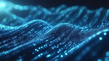 Abstract blue light data waves with a smooth ripple effect, creating a futuristic and technological visual. photo