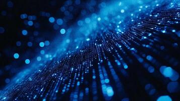 Futuristic data streams flow, a cascade of light forming abstract patterns. A mesmerizing display of digital art, a dance of light and shadow. photo