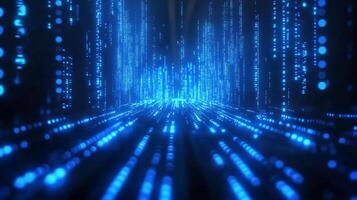 Abstract blue digital data streams, a visually engaging representation of information flow and technological advancement. photo