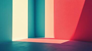 Light beams are creating colorful shapes in minimalist interior design photo