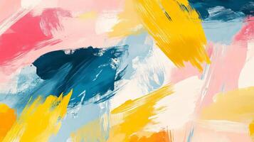 This lively abstract piece features bold strokes of bright colors that evoke feelings of joy and creativity, perfect for uplifting any contemporary space. photo