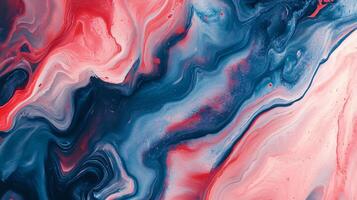Fluid acrylic painting creating mesmerizing patterns and textures with a blend of red, white, and blue colors photo