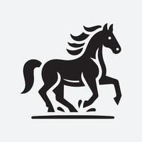 A bold, black silhouette of a horse in motion, contained within a circular frame. vector