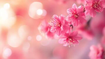 Delicate pink blossoms in soft light, creating a dreamy, romantic atmosphere. A beautiful display of nature's beauty and elegance. photo