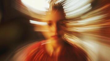 Abstract portrait with motion blur. The warm tones create a sense of distorted reality and altered perceptions of the subject. photo