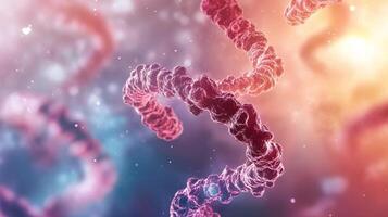 Abstract rendering of biological structures with a helix design. Intricate details and soft, colorful backgrounds convey scientific imagery. photo