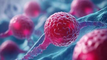 Microscopic view of cell structures interconnected by cellular projections, highlighting the complexities of biological systems. photo
