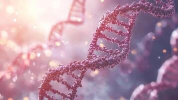 Detailed computer rendering of a DNA double helix structure. Scientific imagery evokes biomedical research and technological advancement. photo