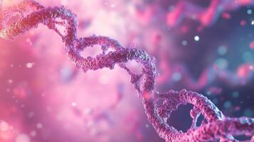 Digital rendering of a pink and purple molecular structure. The abstract nature of the image evokes science and technology. photo
