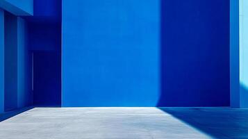 Abstract architectural space, vibrant hues and minimalist design create a visually compelling image. Stark shadows enhance the texture. photo