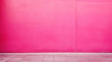 A vibrant pink wall and tiled floor create a visually striking and simple background, offering potential for design projects. photo
