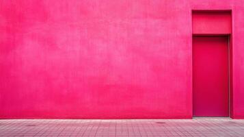 A striking composition featuring a vividly pink building facade with a matching pink door, creating a bold and monochromatic scene. photo