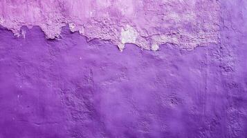 Purple surface texture with top peeling off and lighter purple. Wall texture of purple paint with worn and rough layers. photo