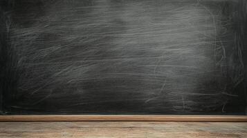 Classic chalkboard background with a wooden frame and bottom ledge, ideal for school, education, or creative projects. photo