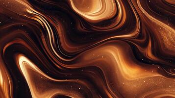 Abstract background of flowing, dynamic caramel and chocolate swirls, with shimmering light adding depth and movement to the design. photo