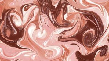 Abstract art featuring swirls of white, pink, and chocolate-brown hues. The fluid patterns create a mesmerizing and calming visual texture. photo