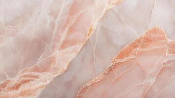 Detailed close-up of light pink onyx with gentle banding, showcasing its translucent properties and beautiful natural mineral patterns. photo