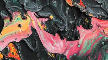 Abstract art with a fluid, dynamic composition and contrasting colors creating depth and visual interest, a stunning piece of creative expression. photo