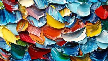 Vibrant, textured strokes of oil paint create a dynamic and colorful abstract artwork, full of energy and visual interest. photo