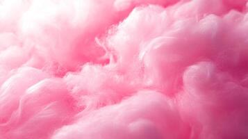A dreamy close-up shot showcasing the fluffy texture and soft pink color of cotton candy, creating a whimsical and sweet aesthetic photo