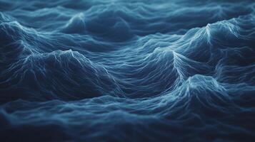 Serene ocean waves in shades of blue, gentle ripples creating a calming aquatic scene, emphasizing the beauty of sea. photo