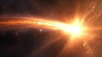 A dazzling cosmic display showcases a radiant burst of energy, illuminating the vast expanse of space with its ethereal glow. photo