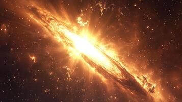 An abstract, stunning visualization of a galactic collision, radiating energy and displaying the raw power of cosmic events. photo