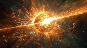 Stunning cosmic explosion with fiery energy. Starburst, destruction and creation collide in this breathtaking depiction of the universe. photo