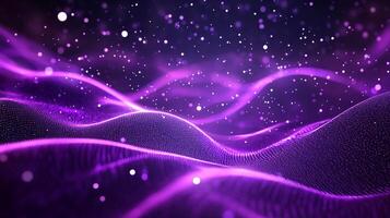 An abstract, dreamy rendering of softly illuminated curves and floating particles in shades of deep violet creates a mesmerizing effect. photo