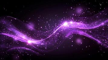 A mesmerizing cascade of purple lights and sparkling particles elegantly flow across a dark canvas, creating a captivating celestial effect. photo