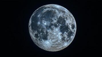 Detailed view of the moon showcasing its craters and surface. The Moon is the only natural satellite of Earth. photo