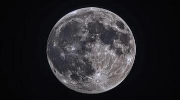 Detailed view of the lunar surface, highlighting craters, maria, and textures against the darkness of space. Celestial body observation. photo
