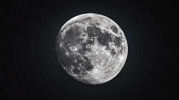 Detailed view of the moon's surface. Craters, mountains, and valleys visible under the light. Night's silent companion in the dark. photo