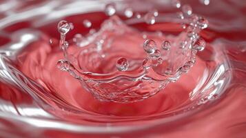This captivating image features a vibrant water splash against a pink backdrop, showcasing dynamic motion and fluidity that symbolizes energy and vitality. photo