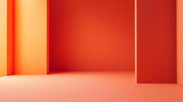An abstract geometric space filled with vibrant orange hues and play of light, creating a lively and energetic atmosphere that encourages creativity and exploration. photo