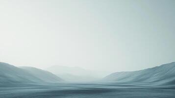 An ethereal misty landscape presents a tranquil view, evoking feelings of calmness and peace, an ideal representation for serene environments in artistic visual projects. photo