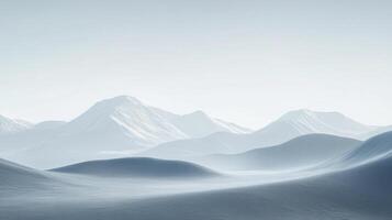 This tranquil image features softly undulating mountains in serene white tones, capturing a sense of purity and calm that resonates with nature and minimalism. photo