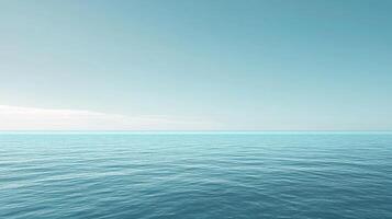 A serene image of a teal ocean under a clear sky, capturing the purity of nature, evoking feelings of calmness and tranquility, perfect for relaxation and meditation themes. photo